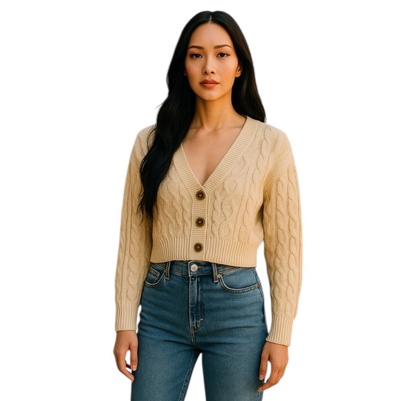 Princess Polly Tops - Princess Polly soleil cropped sweater set beige Size XS/S